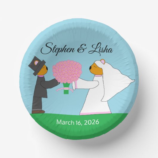 Bols En Carton Nounours Se Marier Mariage Réception Mariage (Recto)