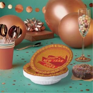 Bols En Carton Nouvel An chinois 2023 Rabbit Red Gold 7"