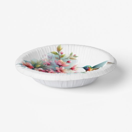 Bols En Carton OEuvre florale/printanière de colibri (Angulaire)