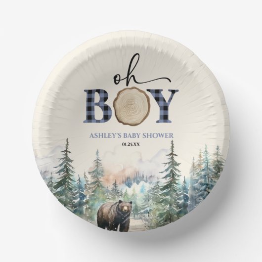 Bols En Carton Oh Boy Lumberjack Baby shower d'ours de forêt (Recto)