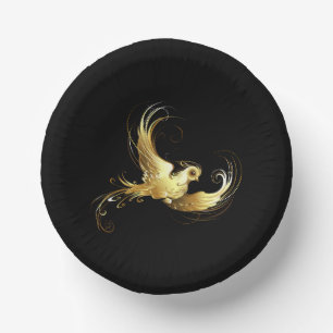 Bols En Carton Oiseau d'or sur Arrière - plan noir