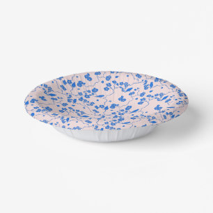 Bols En Carton Oiseaux sur fleurs de cerisier bleu sur rose