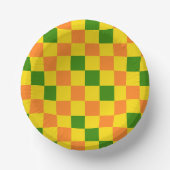 Bols En Carton Orange Yellow Green Checkered Pattern Design (Recto)