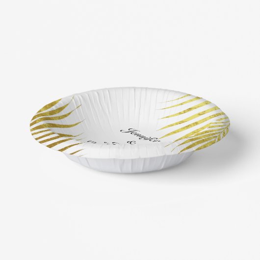 Bols En Carton Palm Tree Foliage or Feuille mignonne Mariage  (Angulaire)