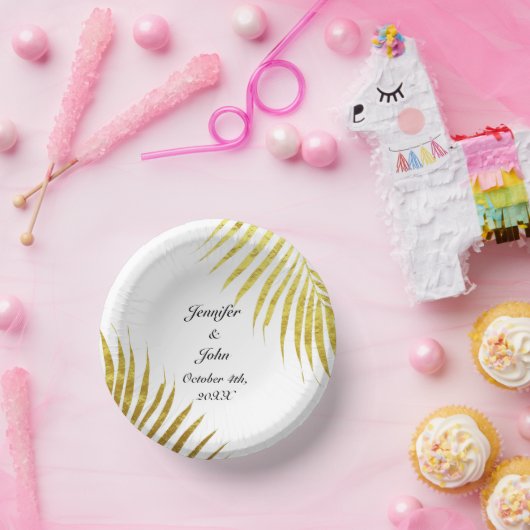 Bols En Carton Palm Tree Foliage or Feuille mignonne Mariage  (Fête)