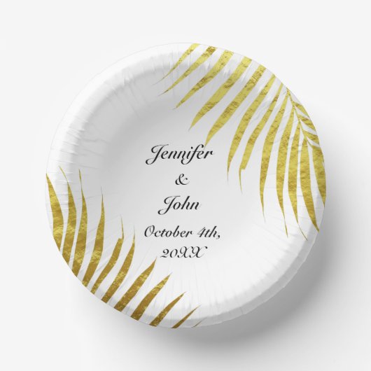 Bols En Carton Palm Tree Foliage or Feuille mignonne Mariage  (Recto)
