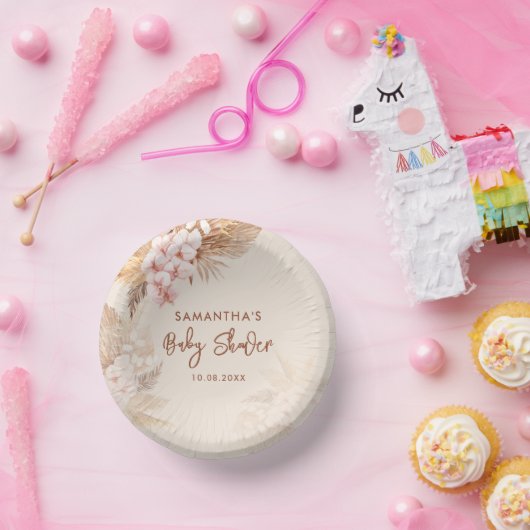 Bols En Carton Pampas Grass Script Baby shower Floral rose (Fête)