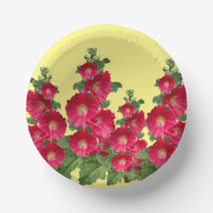 Bols En Carton Papier Bowl Hollyhocks fleurs