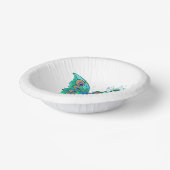 Bols En Carton Papillon aux plumes de paon vert (Angulaire)