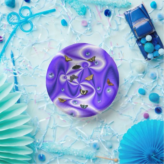 Bols En Carton Papillon et perles sur soie violette (Fête)