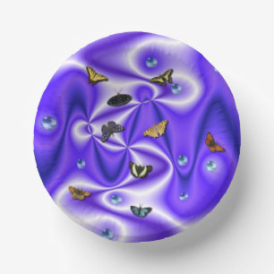 Bols En Carton Papillon et perles sur soie violette
