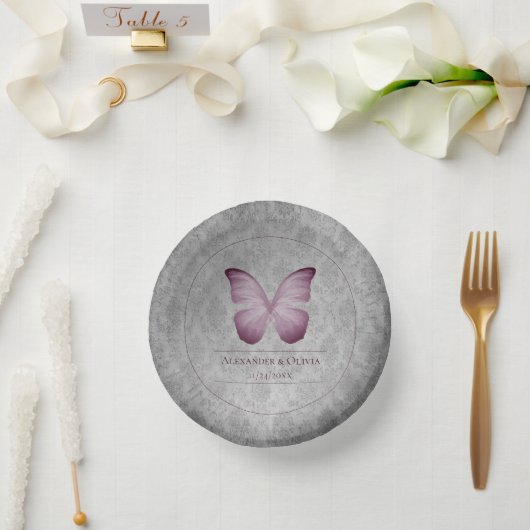 Bols En Carton Papillon rose Vintage Mariage damassé (Mariage)