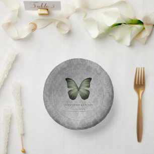 Bols En Carton Papillon Vintage vert Mariage damassé