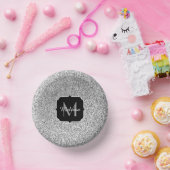 Bols En Carton Parties scintillant gris argent scintille Monogram (Fête)