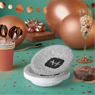 Bols En Carton Parties scintillant gris argent scintille Monogram