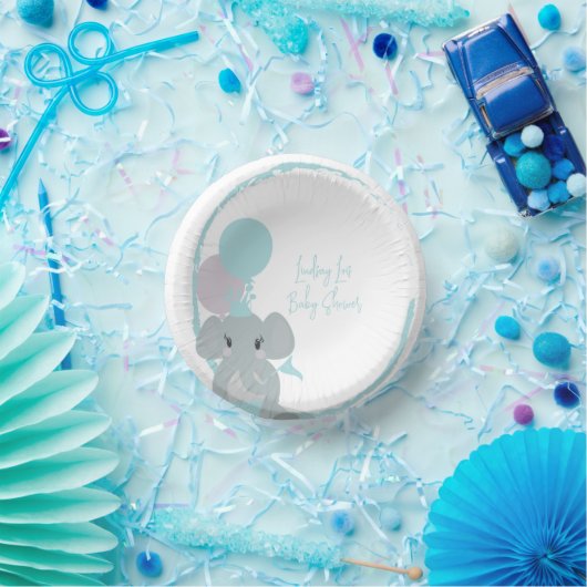 Bols En Carton Pastel Elephant Baby Girl Script Baby shower (Fête)