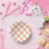 Bols En Carton Peach Fuzz À damiers En vichy Motif (Fête)