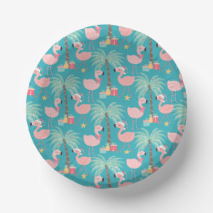Bols En Carton Père Noël Flamant rose - Fun Aqua Tropical Christm
