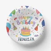 Bols En Carton Personalized Rainbow Happy Birthday Cake Balloons (Recto)