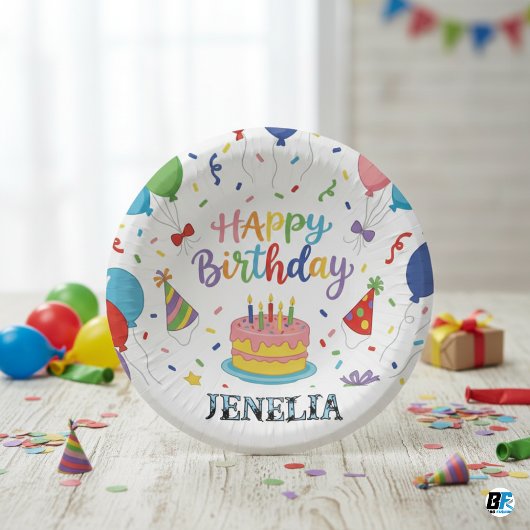 Bols En Carton Personalized Rainbow Happy Birthday Cake Balloons