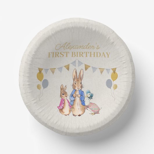 Bols En Carton Personnaliser Peter lapin lin beige 1er anniversai (Recto)