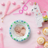 Bols En Carton Photo personnalisée Nom Age bleu vert Anniversaire (Fête)