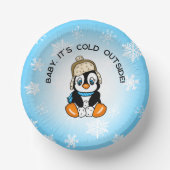 Bols En Carton Pingouin mignon bébé avec Arrière - plan de flocon (Recto)