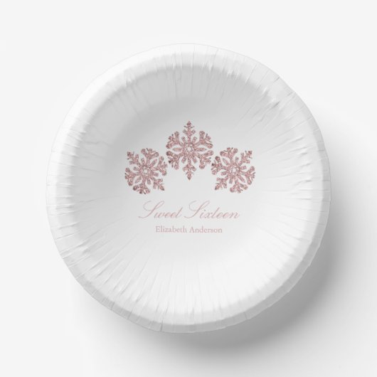 Bols En Carton Pink Rose Gold Snowflake Winter Sweet 16 (Recto)