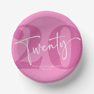 Bols En Carton Pink Vingt-vingtième 20e fête d'anniversaire