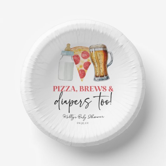 Bols En Carton Pizza Brews et Diapers aussi ! Baby shower (Recto)
