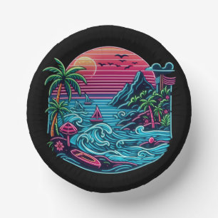 Bols En Carton Plage tropicale/néon hawaïen