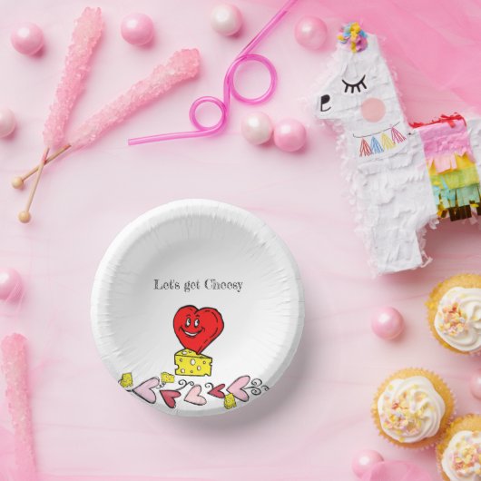 Bols En Carton Plaque de papier rond Cheesy Coeurs rouges (Fête)