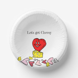 Bols En Carton Plaque de papier rond Cheesy Coeurs rouges
