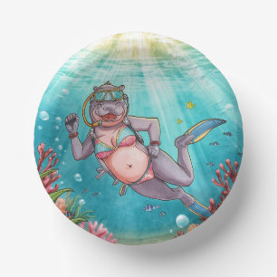 Bols En Carton Plongeur sous-marin Hippopotame