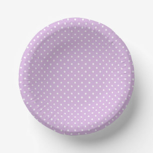 Bols En Carton Pois Classiques Blancs - Lilas Doux