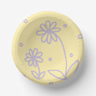 Bols En Carton Pois et marguerites 2 - Pastel Jaune et Violet