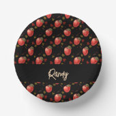 Bols En Carton Pommes rouges et feuilles sur noir (Recto)