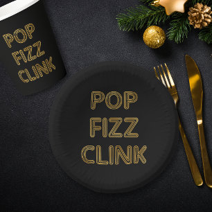 Bols En Carton Pop Fizz Clink Typographie moderne Réveillon du No