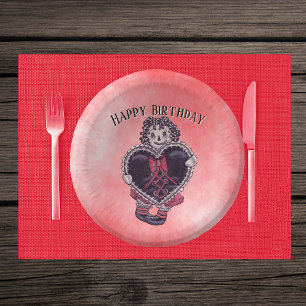 Bols En Carton Poupée gothique d'anniversaire en noir, cœur noir,