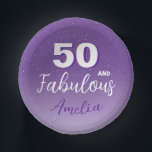 Bols En Carton Purple 50 et Fabulous 50th Birthday Party<br><div class="desc">Purple 50 et Fabulous 50th Birthday Party Paper Bowls. L'arrière - plan est violet vif et le texte est en blanc. Personnalisez les assiettes avec votre photo, votre nom et le numéro d'âge, et faites vos propres boules de papier fête d'anniversaire amusantes. C'est super pour la fête d'anniversaire d'une femme....</div>