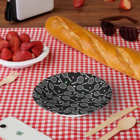 Bols En Carton Raquette de tennis Motif Extravagant noir (Pique-nique)