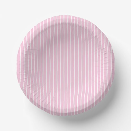Bols En Carton Rayures Classiques Blanc - Rose Clair (Recto)