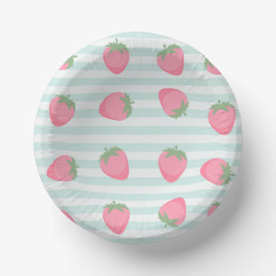 Bols En Carton Rayures fraise rose