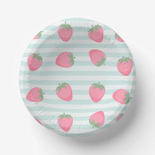 Bols En Carton Rayures fraise rose (Recto)