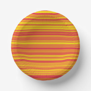 Bols En Carton Rayures Orange Rouge Jaune