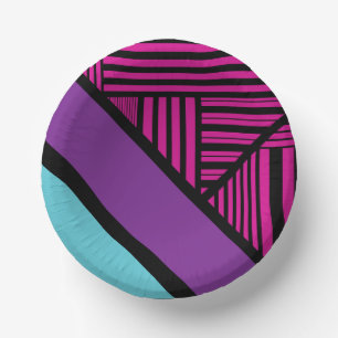 Bols En Carton Rayures triangulaires - Rose, Violet, Bleu et Noir