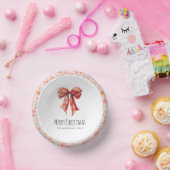 Bols En Carton Red Bow Coquette Élégant Noël Floral (Fête)