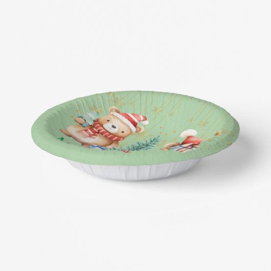 Bols En Carton Red Green teddy Bear Père Noël Joyeux Noël Party (Angulaire)