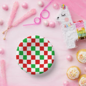 Bols En Carton Red White Green Checkered Pattern Design (Fête)