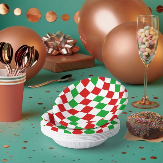 Bols En Carton Red White Green Checkered Pattern Design (Multi)